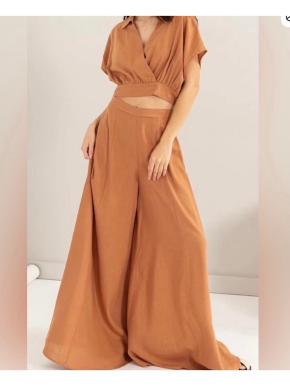 Rust Wide-Leg Palazzo Pants